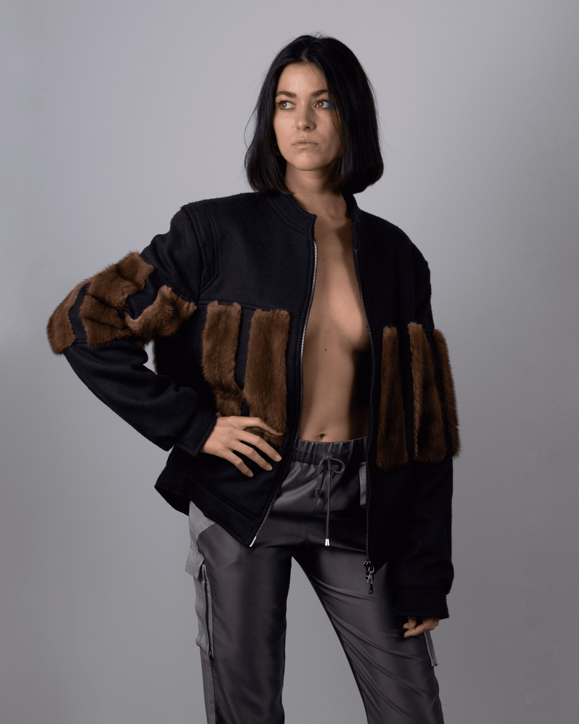 Wool and Mink Bomber