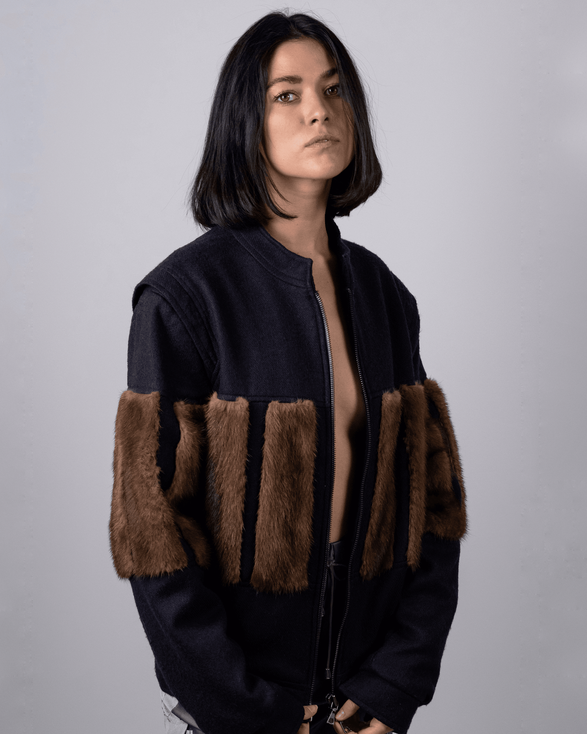 Wool and Mink Bomber