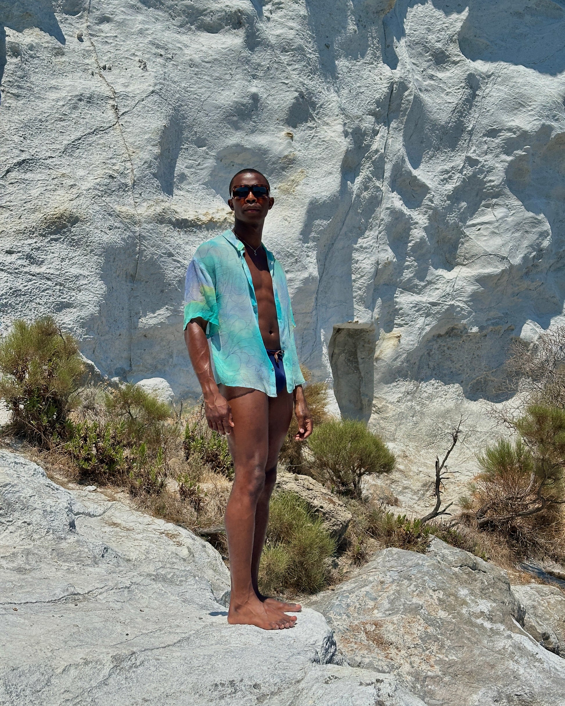 Sari Chiffon Shirt - Ocean Ripples