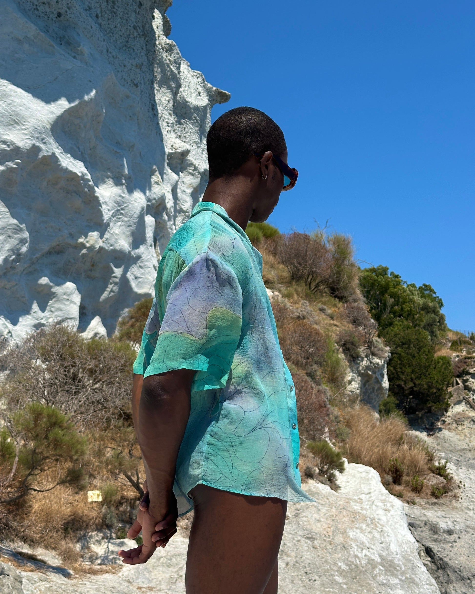 Sari Chiffon Shirt - Ocean Ripples