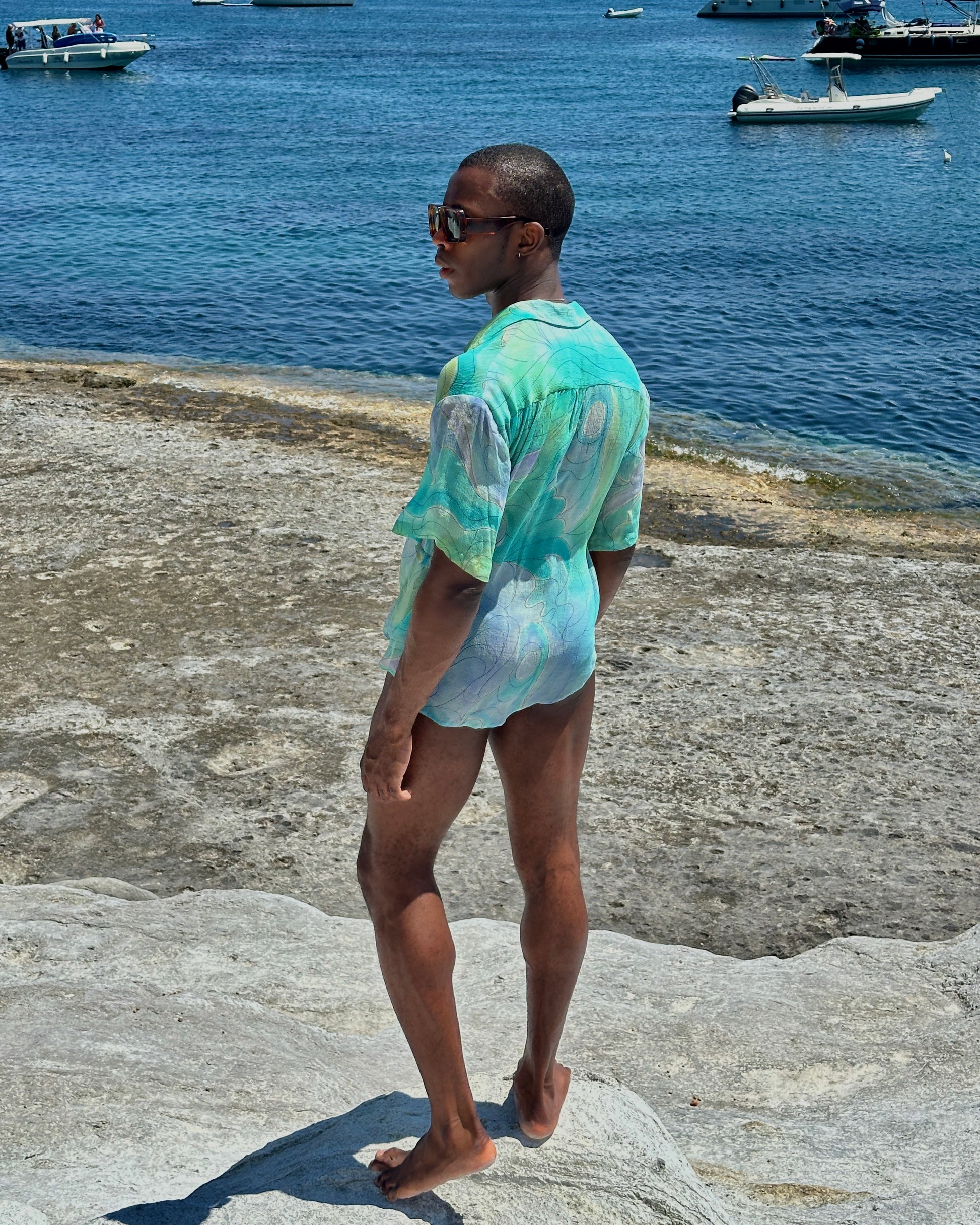 Sari Chiffon Shirt - Ocean Ripples