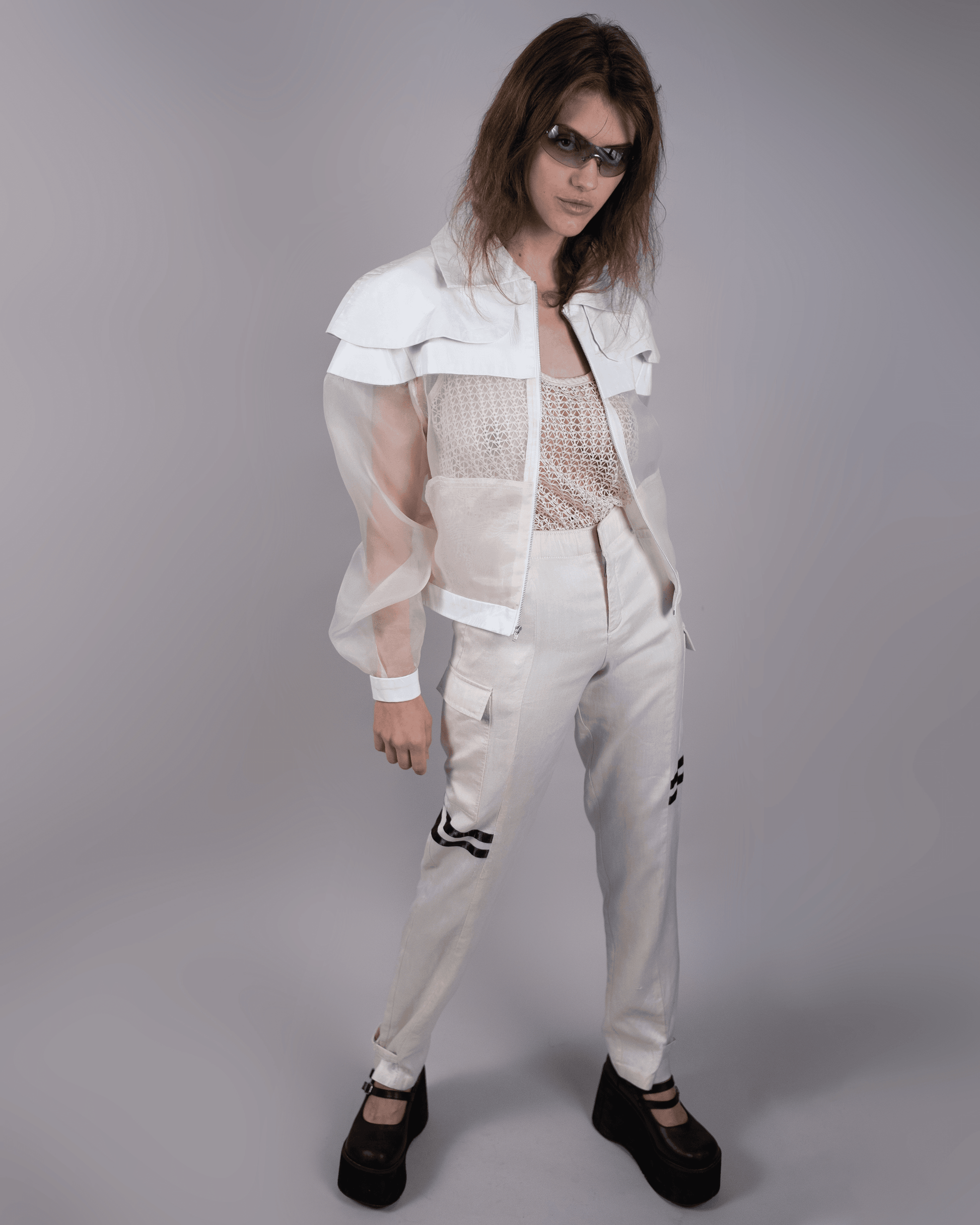 Organza and Leather Bomber