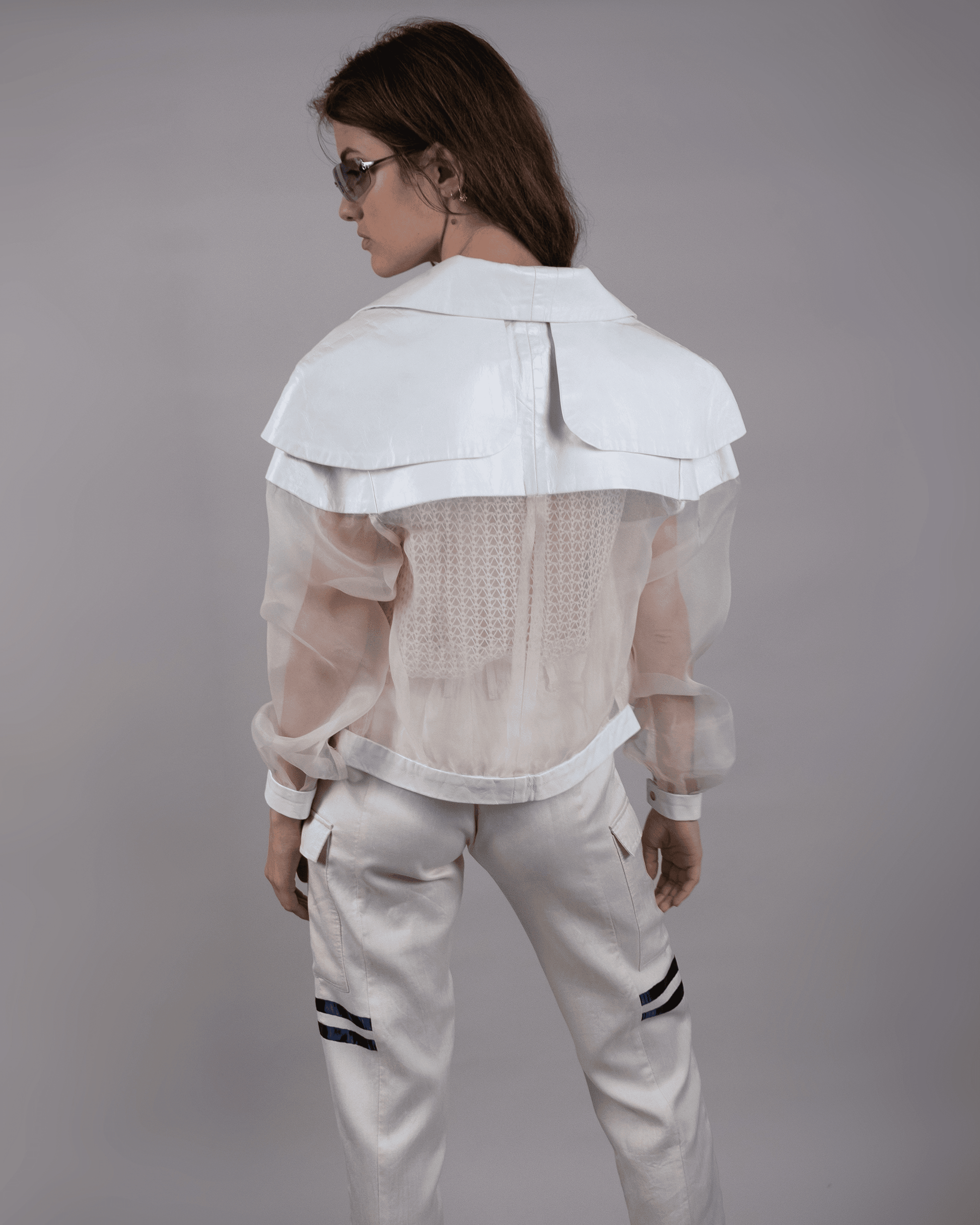 Organza and Leather Bomber