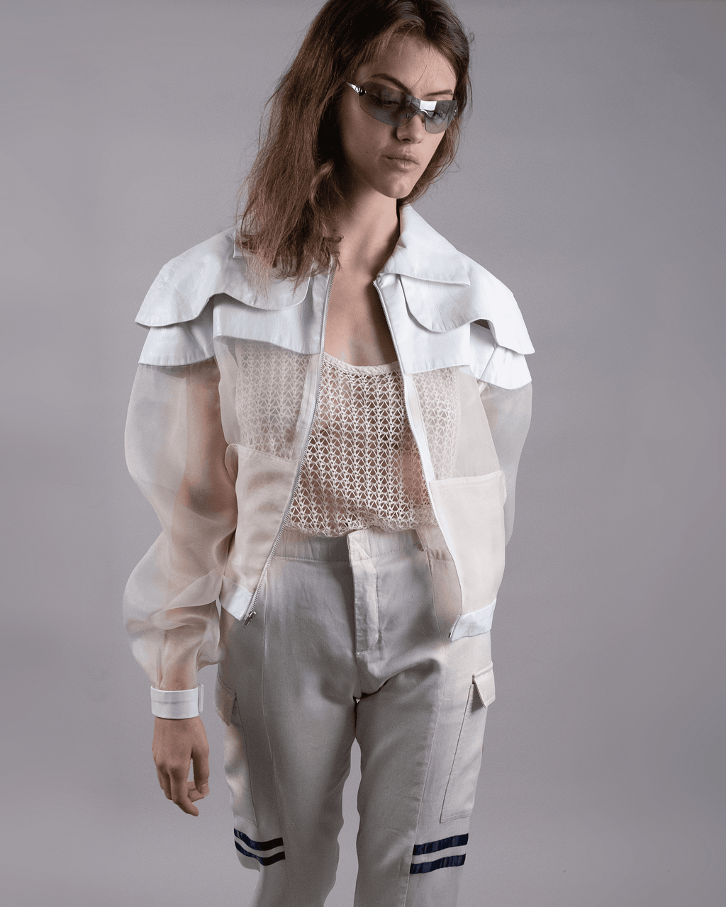 Organza and Leather Bomber