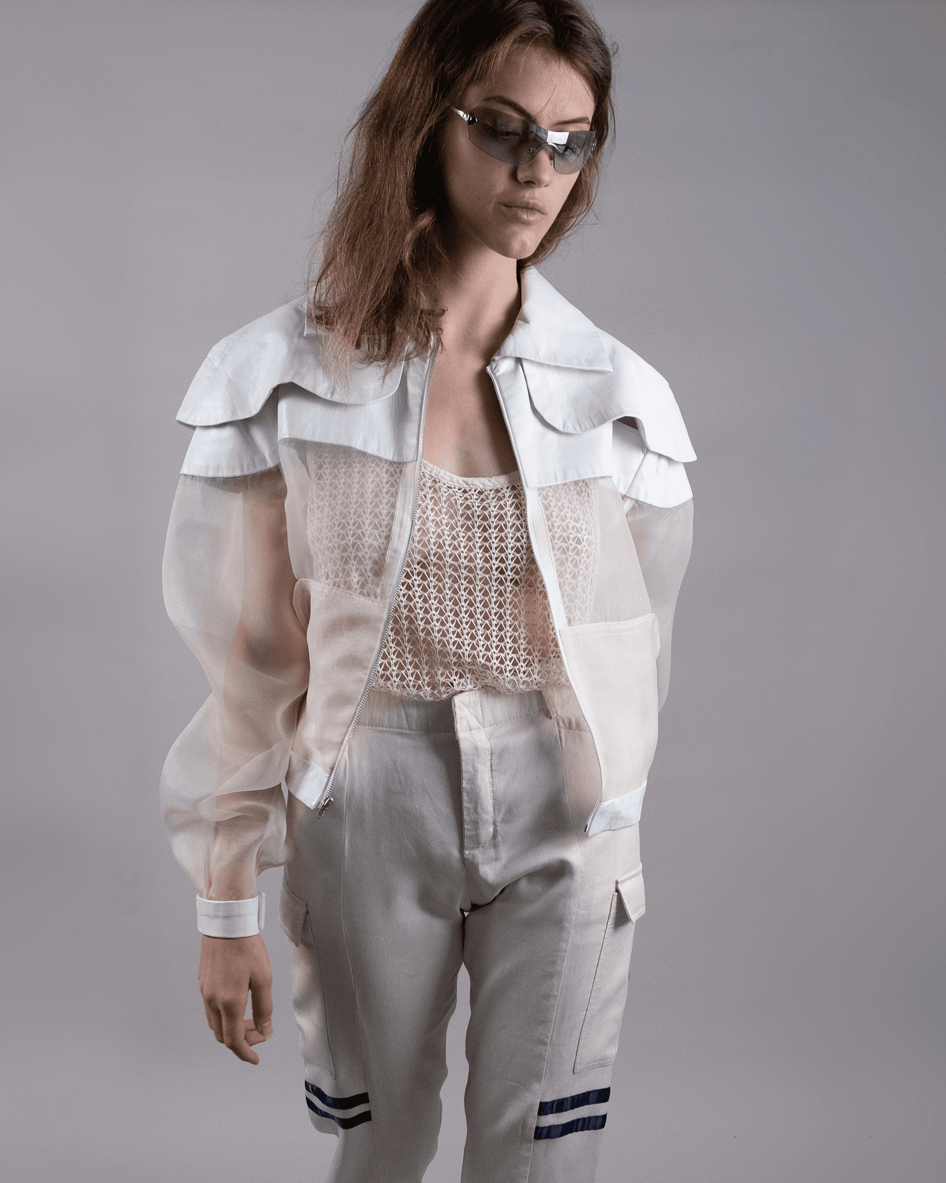 Organza and Leather Bomber