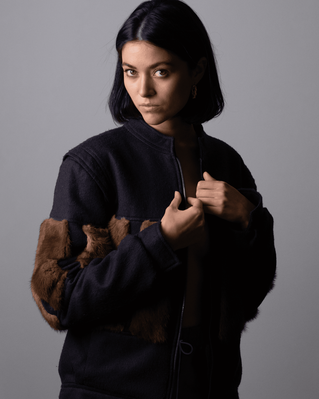 Wool and Mink Bomber