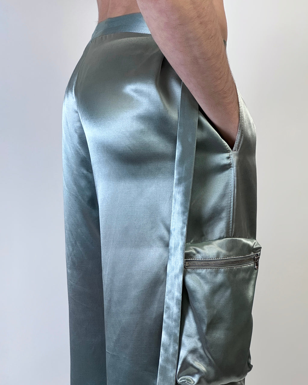 Satin Cargo Pants