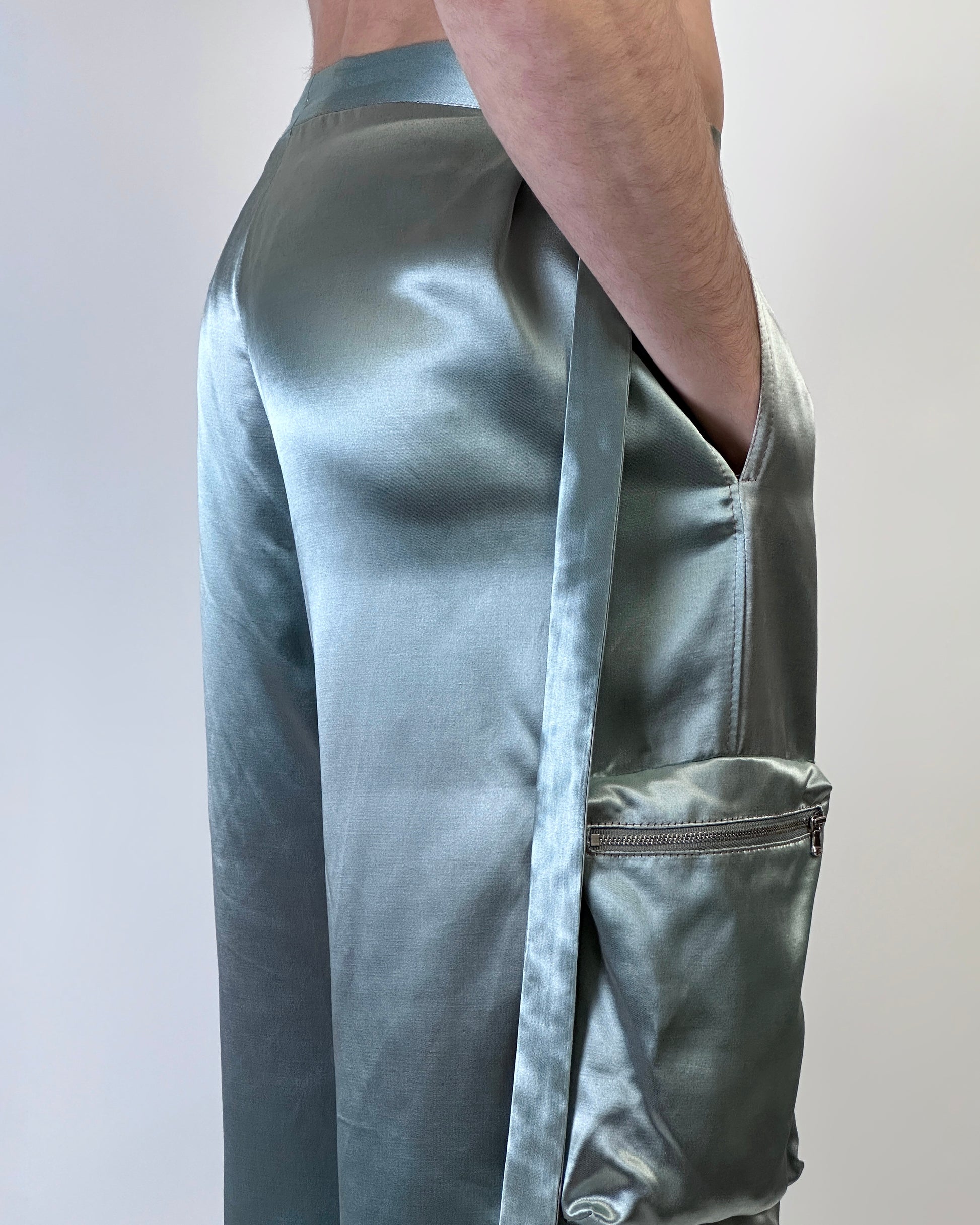 Satin Cargo Pants