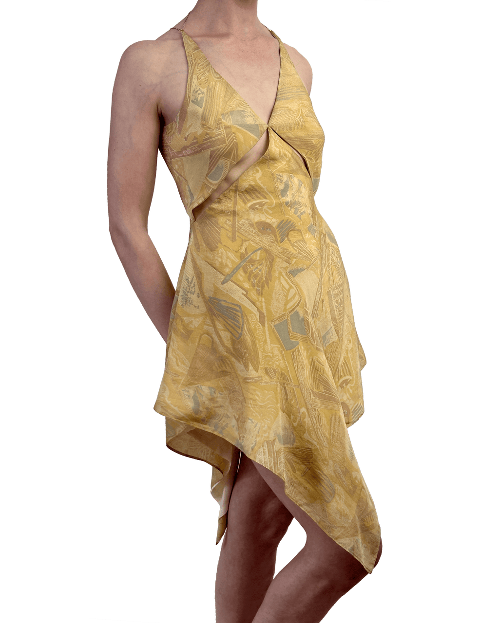 Sari Hankie Dress - Abstract Yellow