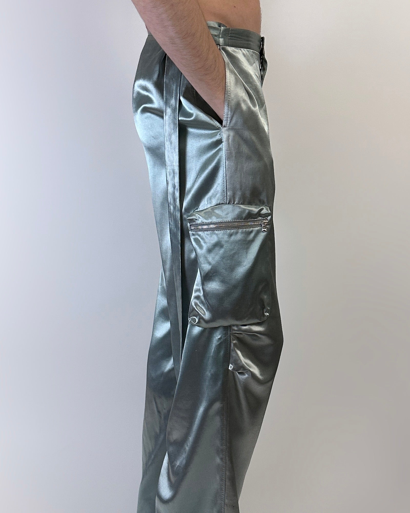 Satin Cargo Pants