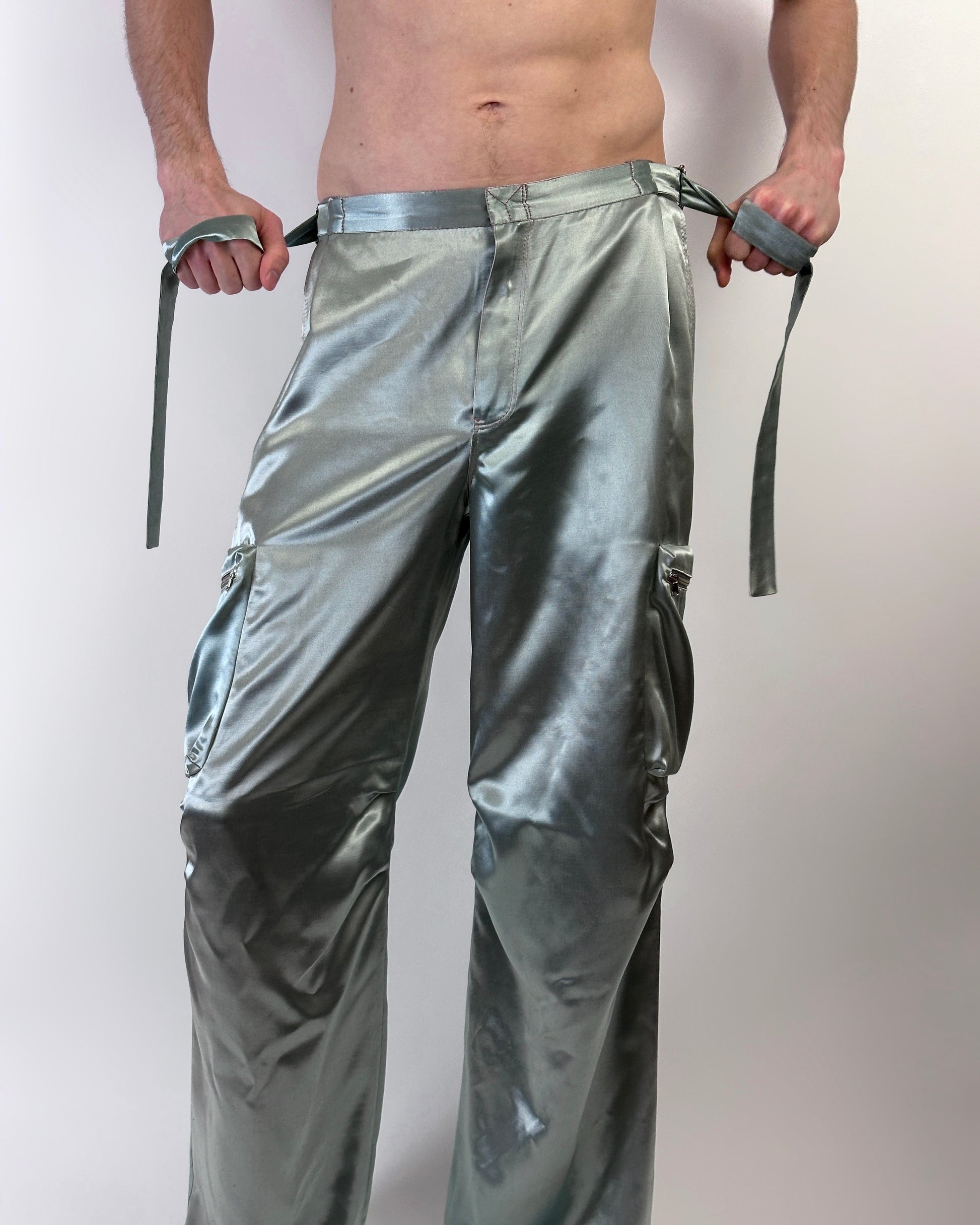 Satin Cargo Pants