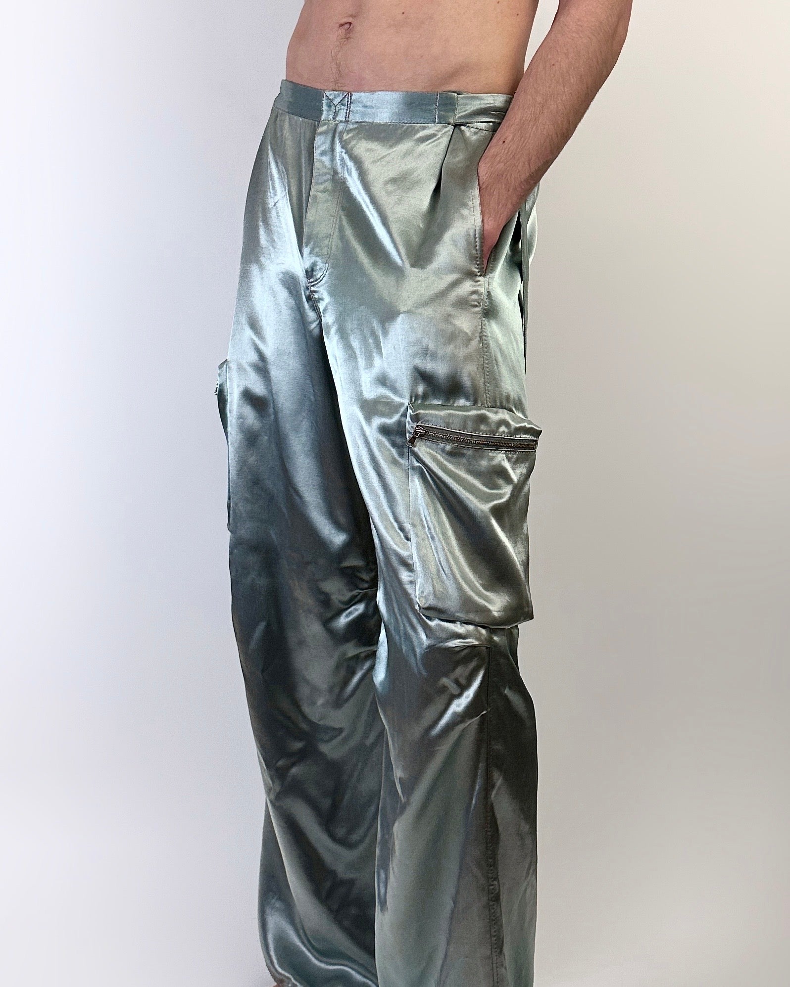 Satin Cargo Pants