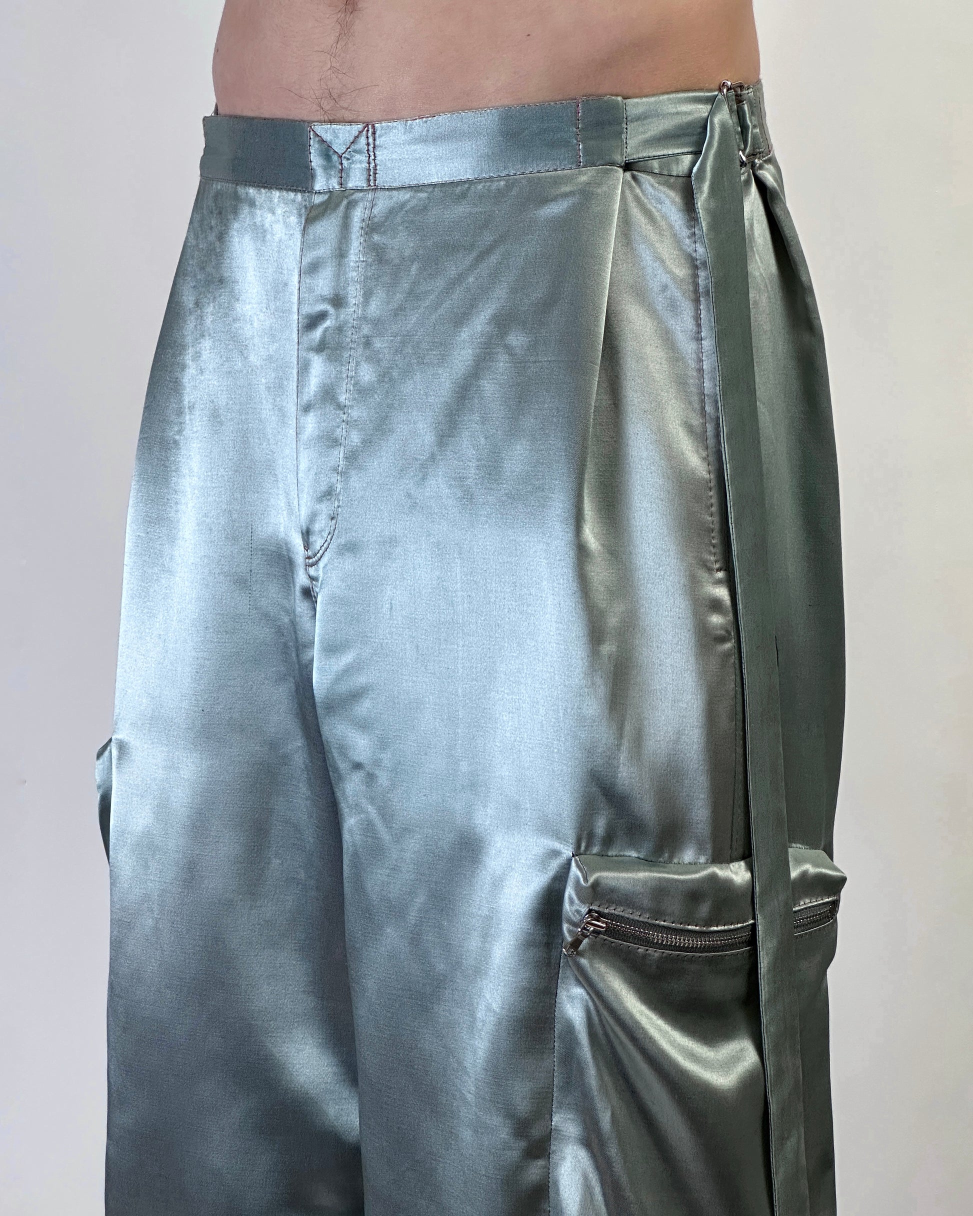 Satin Cargo Pants