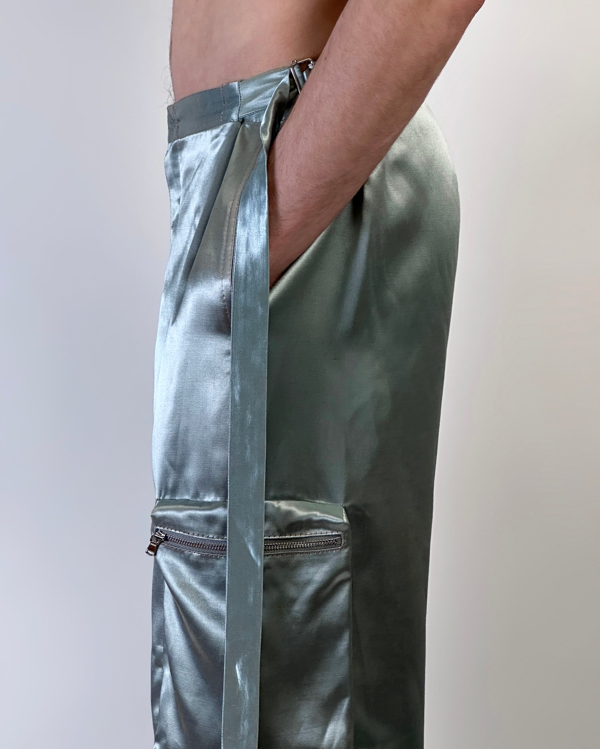 Satin Cargo Pants