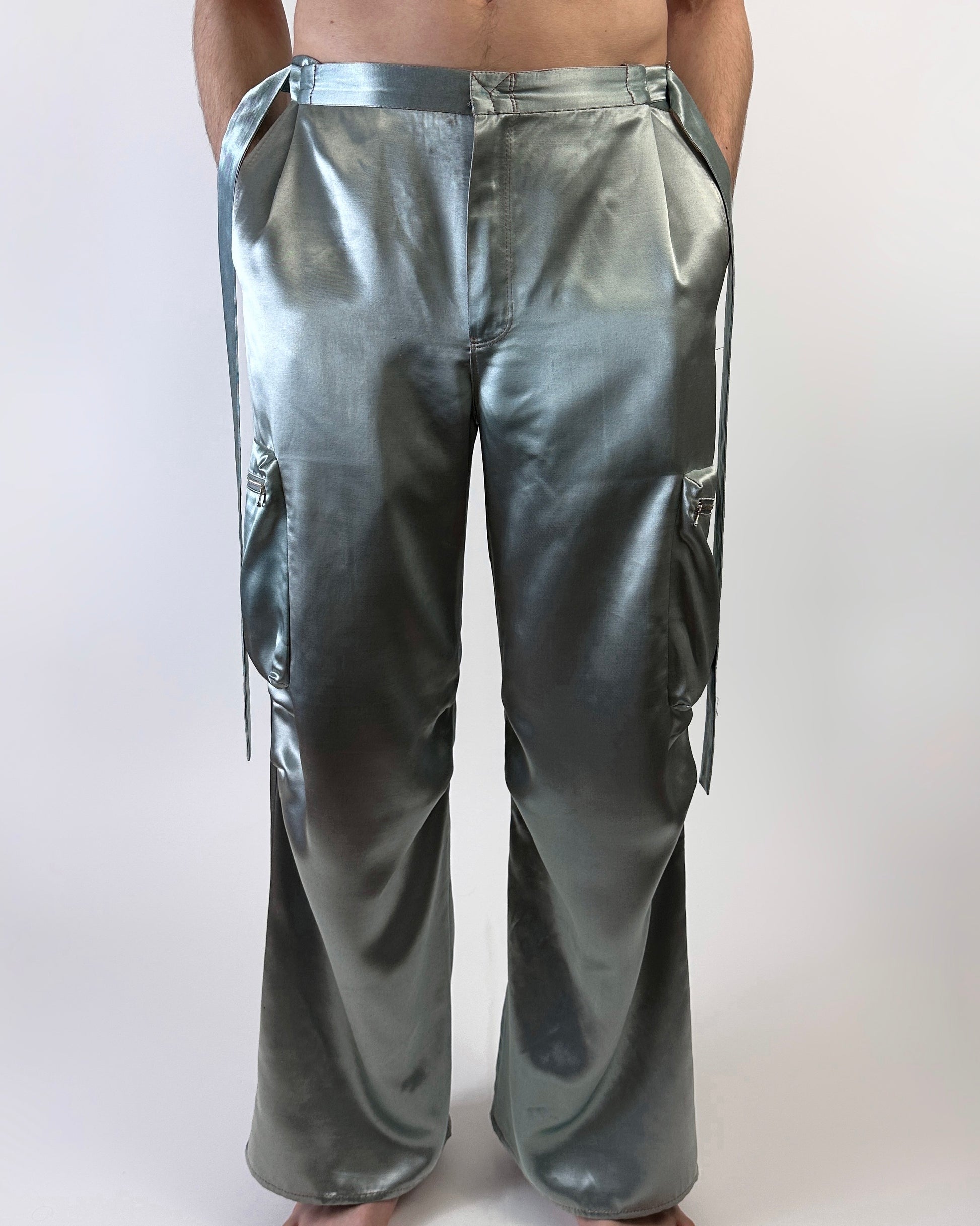 Satin Cargo Pants