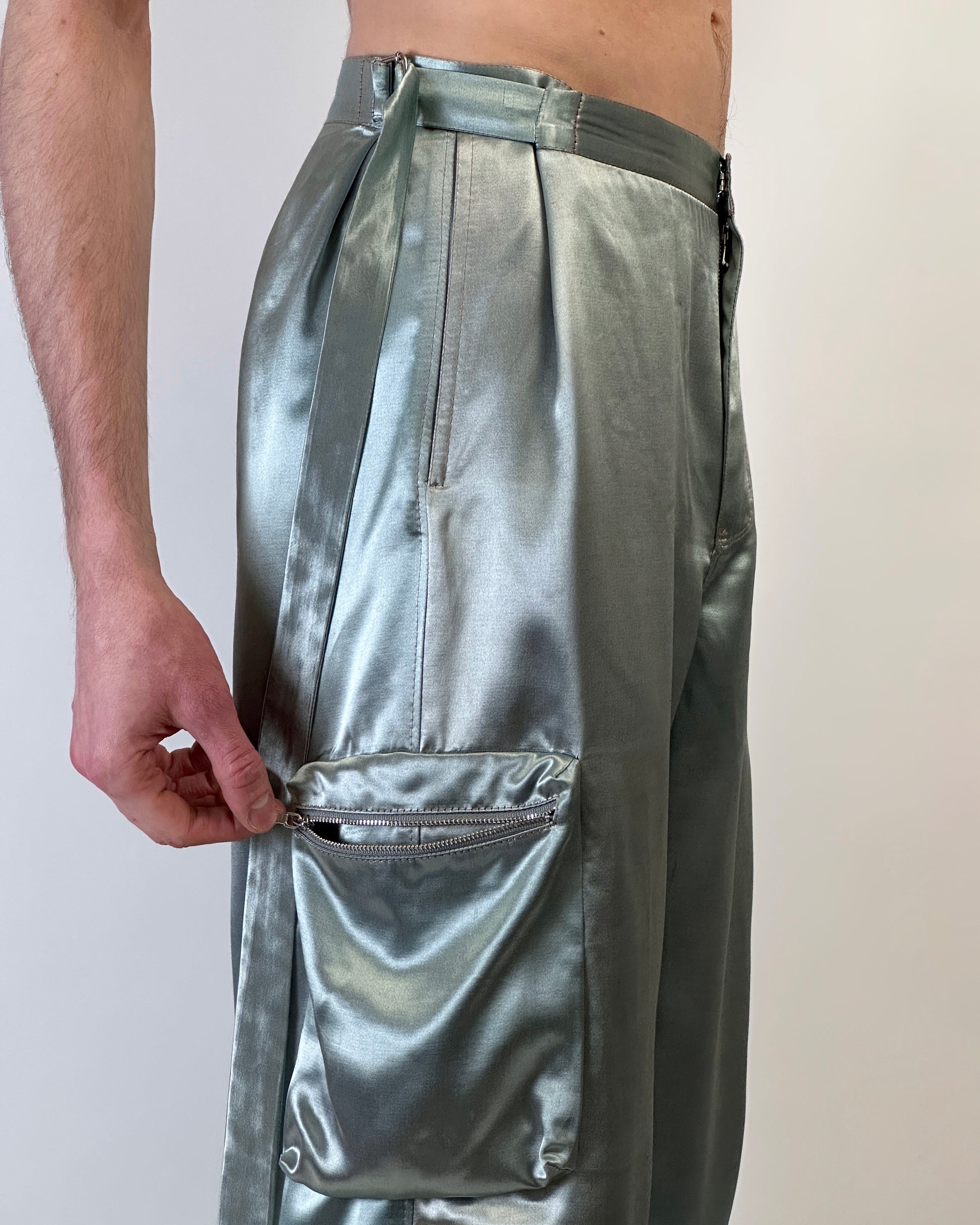 Satin Cargo Pants