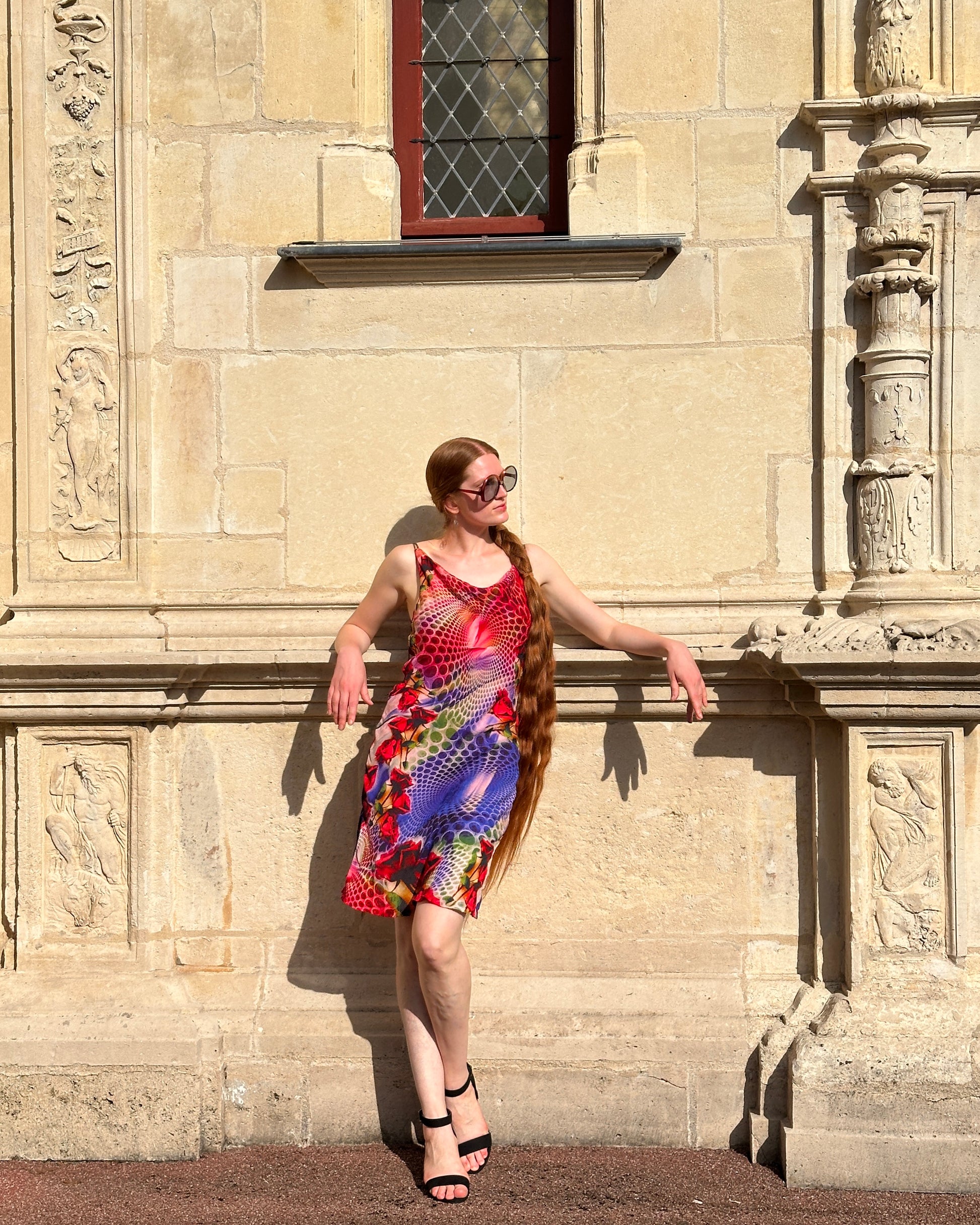 Sari Cowl Dress - Digital Rose