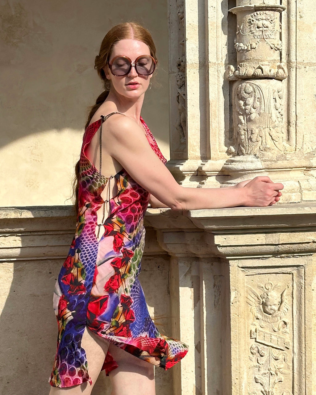Sari Cowl Dress - Digital Rose