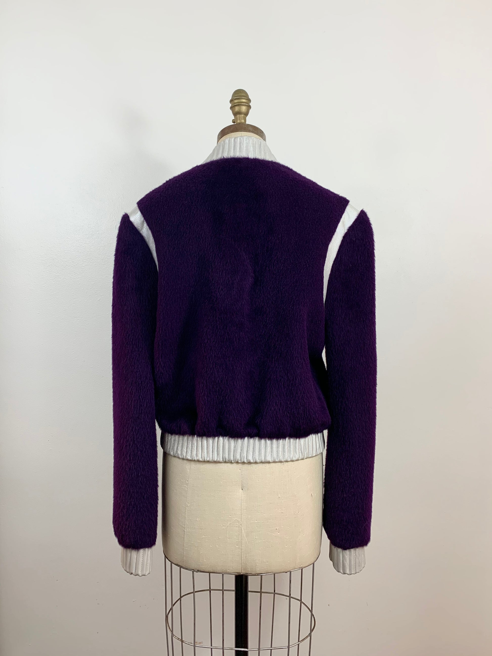 Leather-Trimmed Mohair Bomber