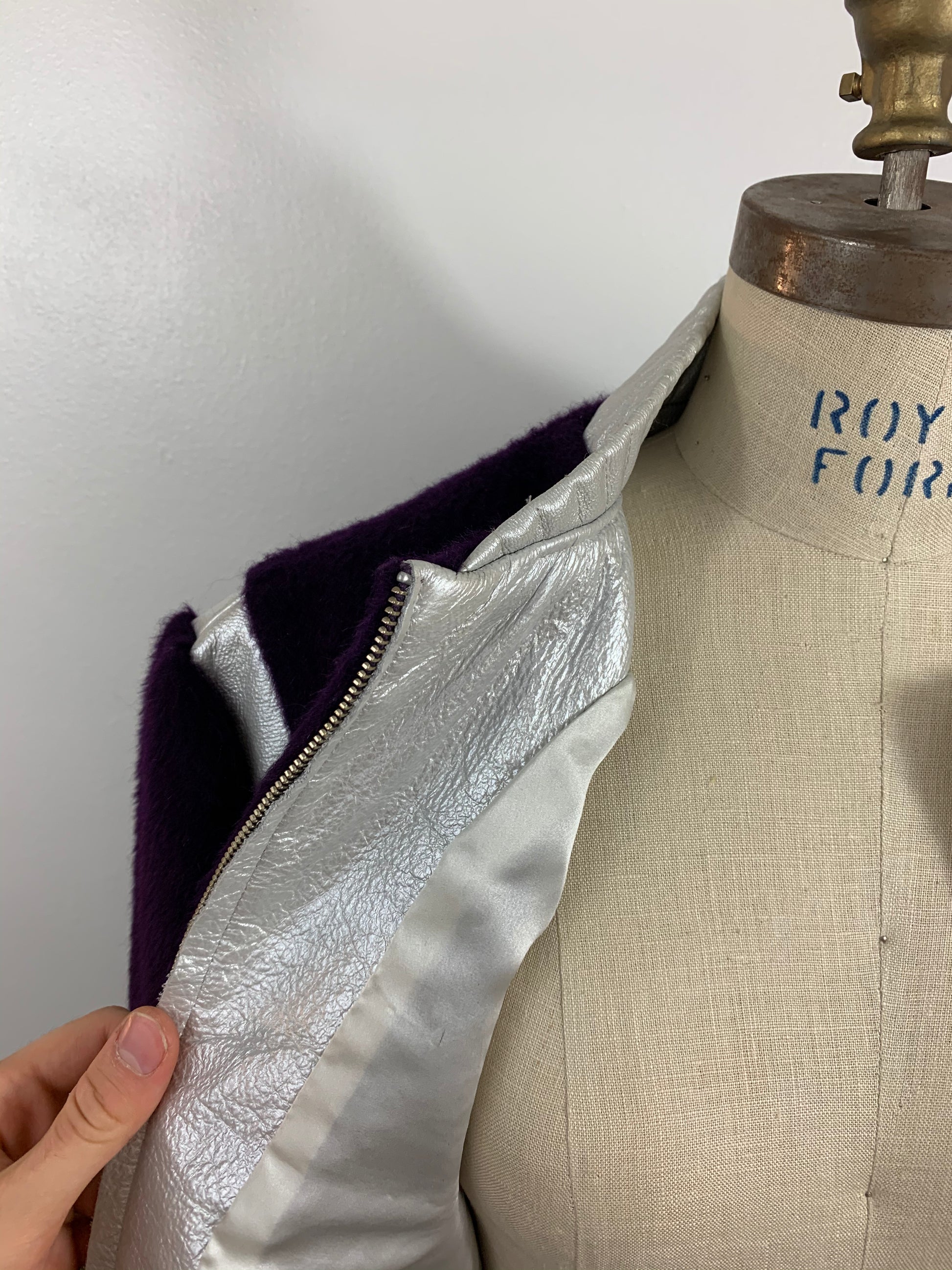 Leather-Trimmed Mohair Bomber