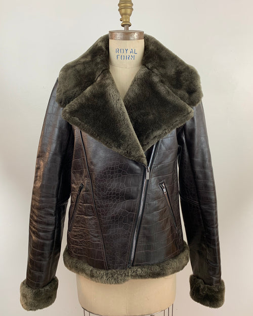 Alligator embossed motorcycle jacket