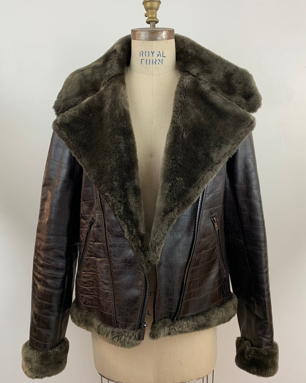 Alligator embossed motorcycle jacket