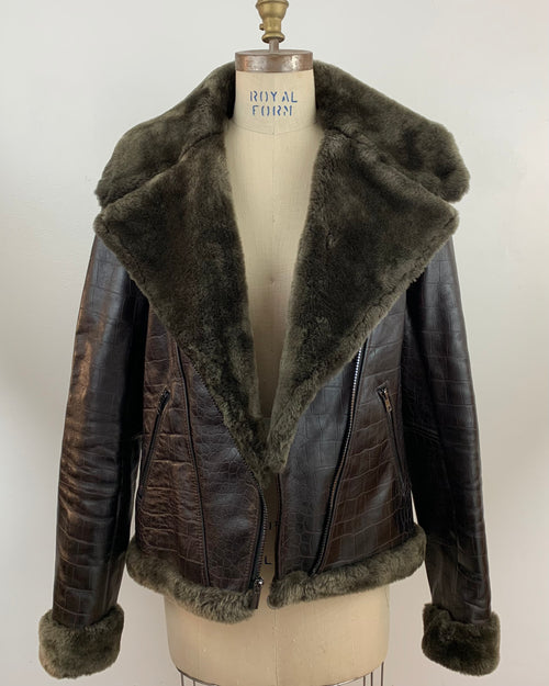 Alligator embossed motorcycle jacket