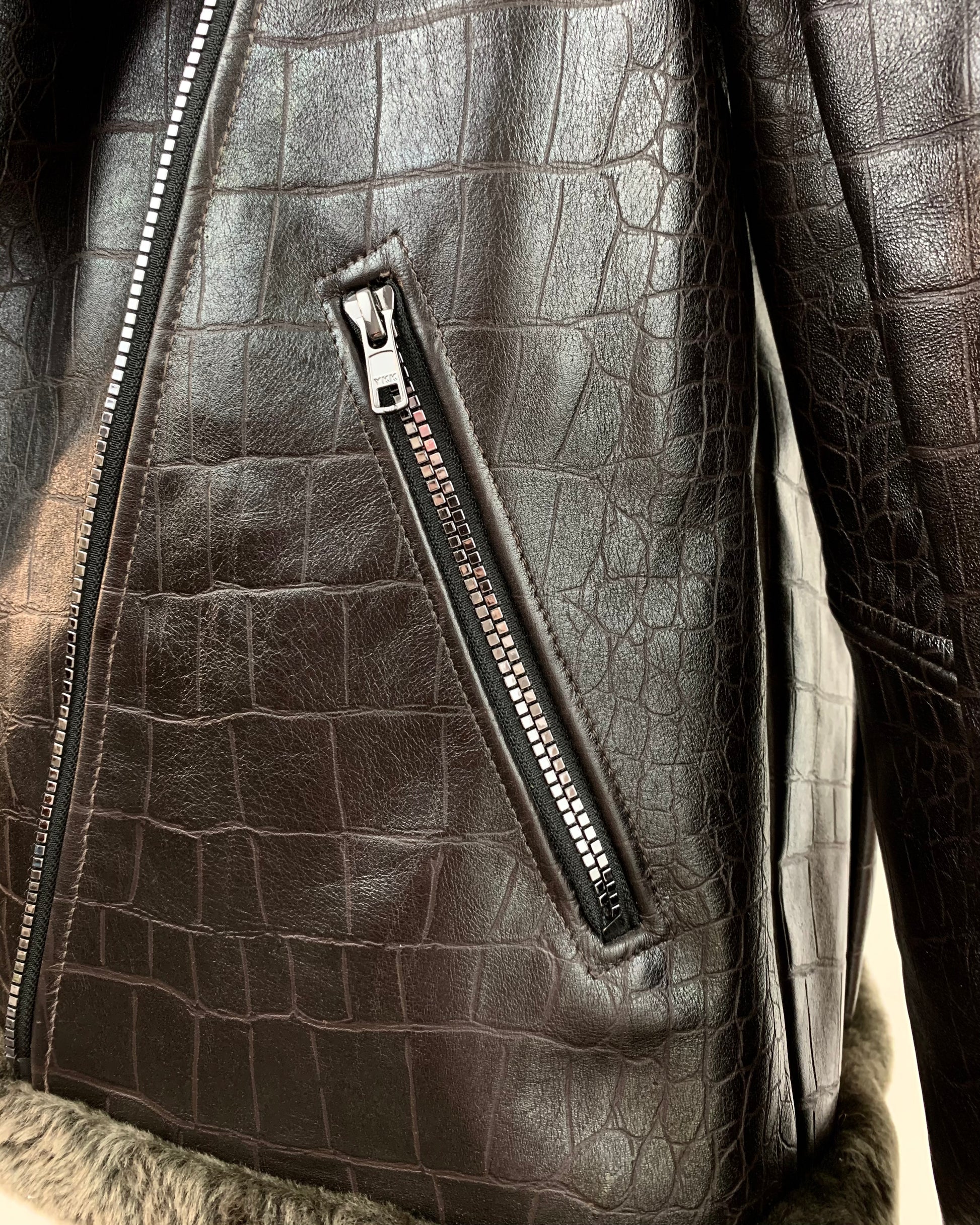 Alligator embossed motorcycle jacket