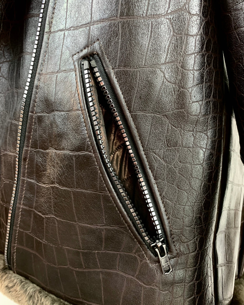 Alligator embossed motorcycle jacket