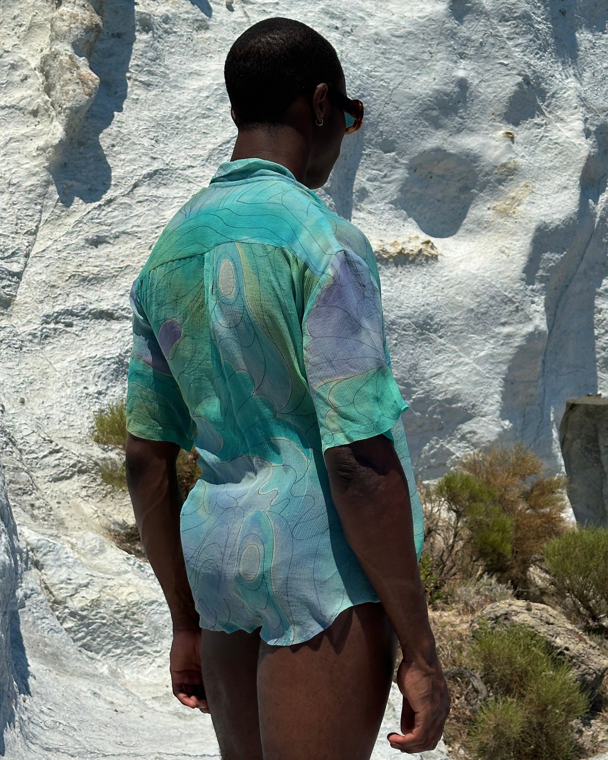 Sari Chiffon Shirt - Ocean Ripples